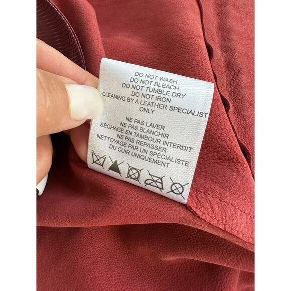 IRO Merlot RED LAMBSKIN Suede JACKET BIKER SIZE 36 US 2 RETAIL $1100.00 - Picture 12 of 13